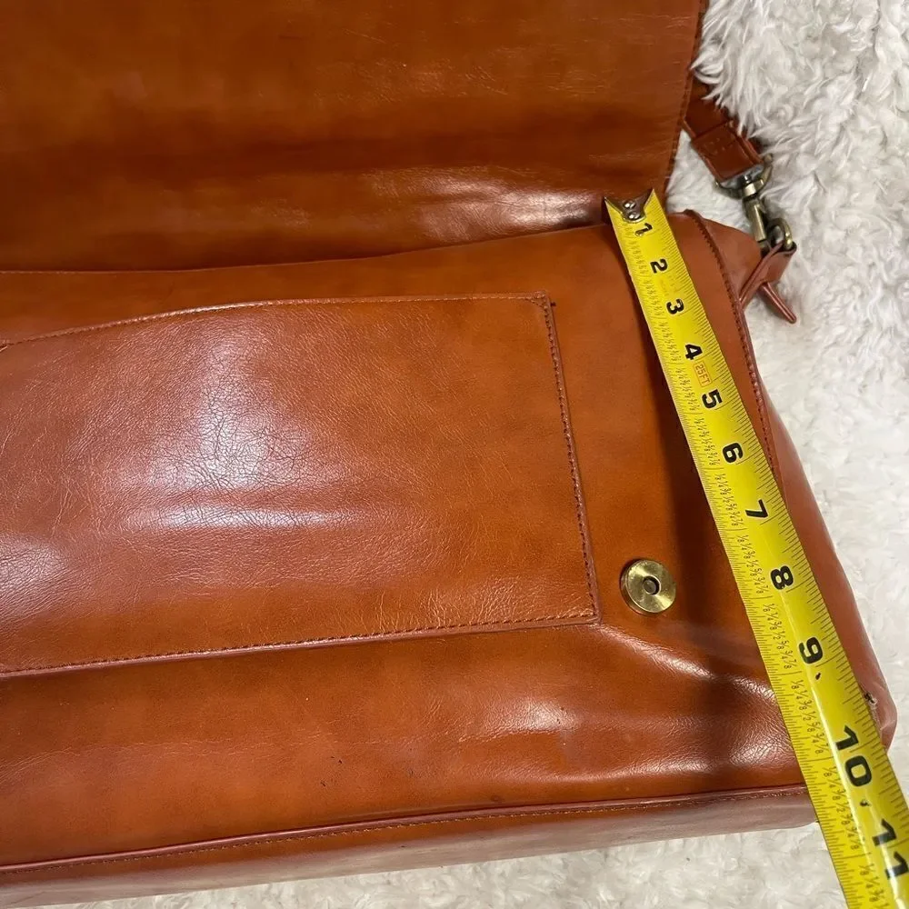 Ecosusi Synthetic leather tan Laptop  Large Briefcase Bow & Eyelet accents